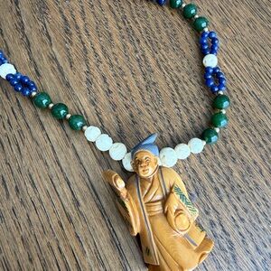 Handcrafted Jade and Gemstone Beaded Necklace from Japan
